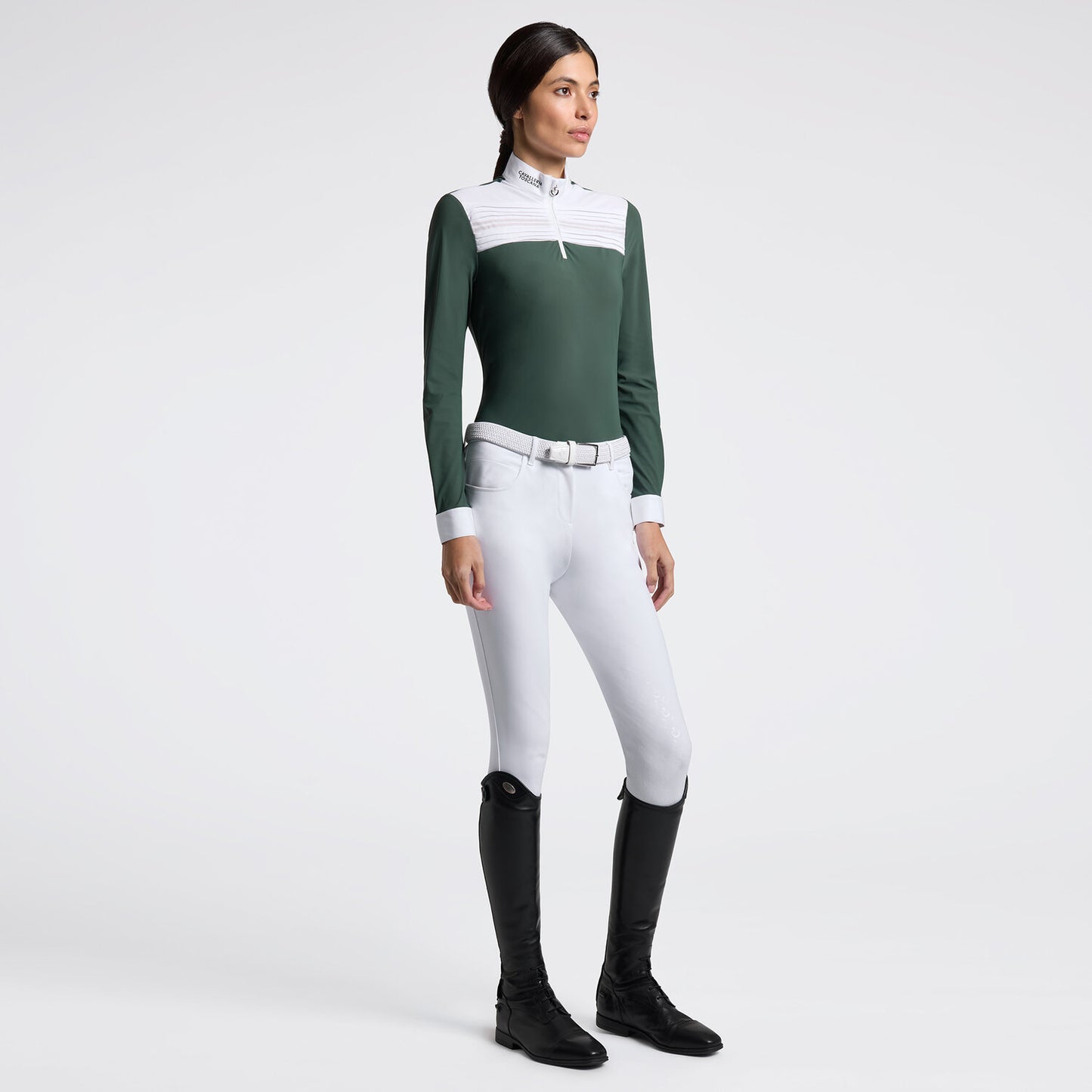 Cavalleria Toscana CAD282_JE243 WOMEN’S LONG SLEEVE COMPETITION SHIRT WITH PLEATED INSERT