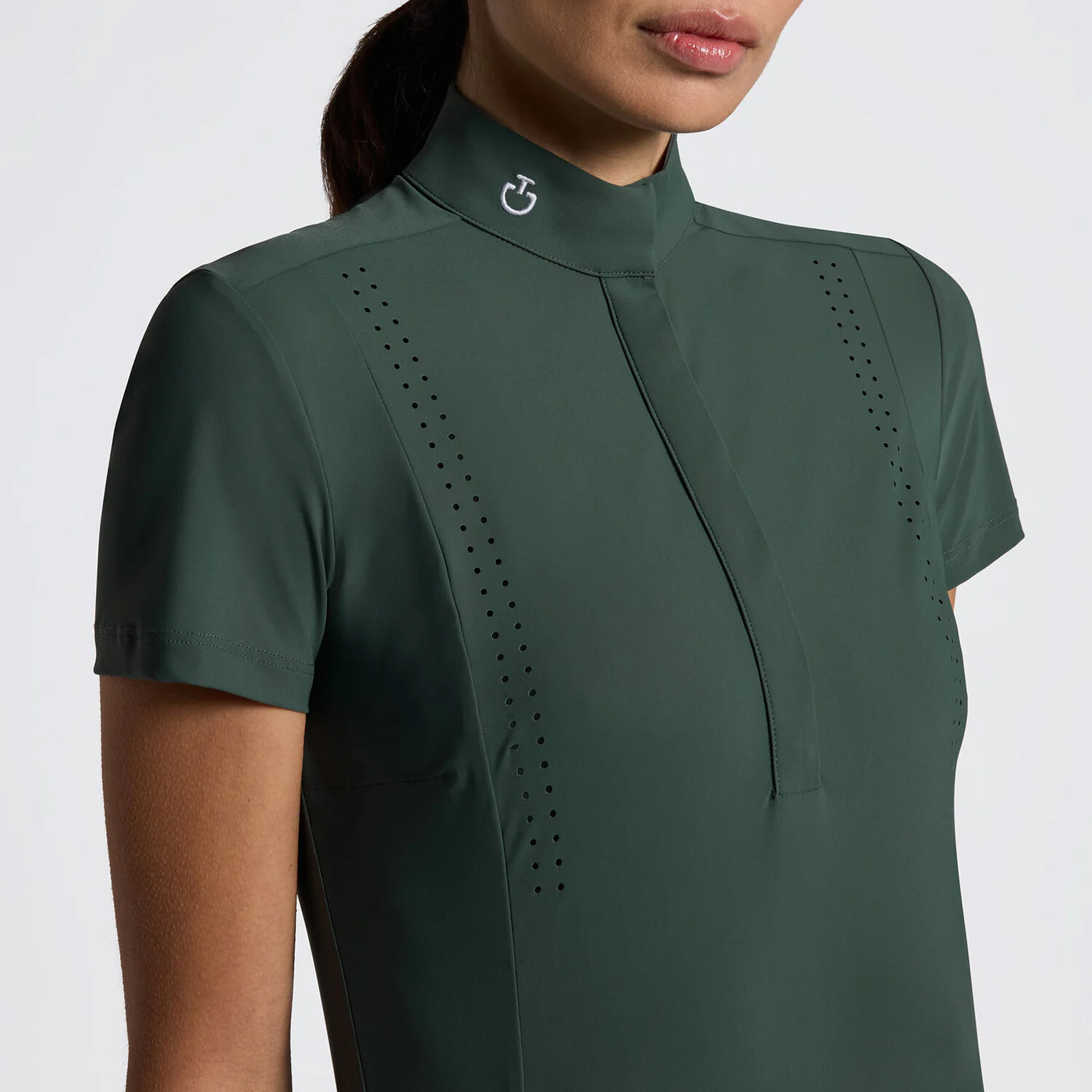 CAVALLERIA TOSCANA CAD285 WOMEN'S SHORT SLEEVE PERFORATED JERSEY SHOW SHIRT - Luxe EQ
