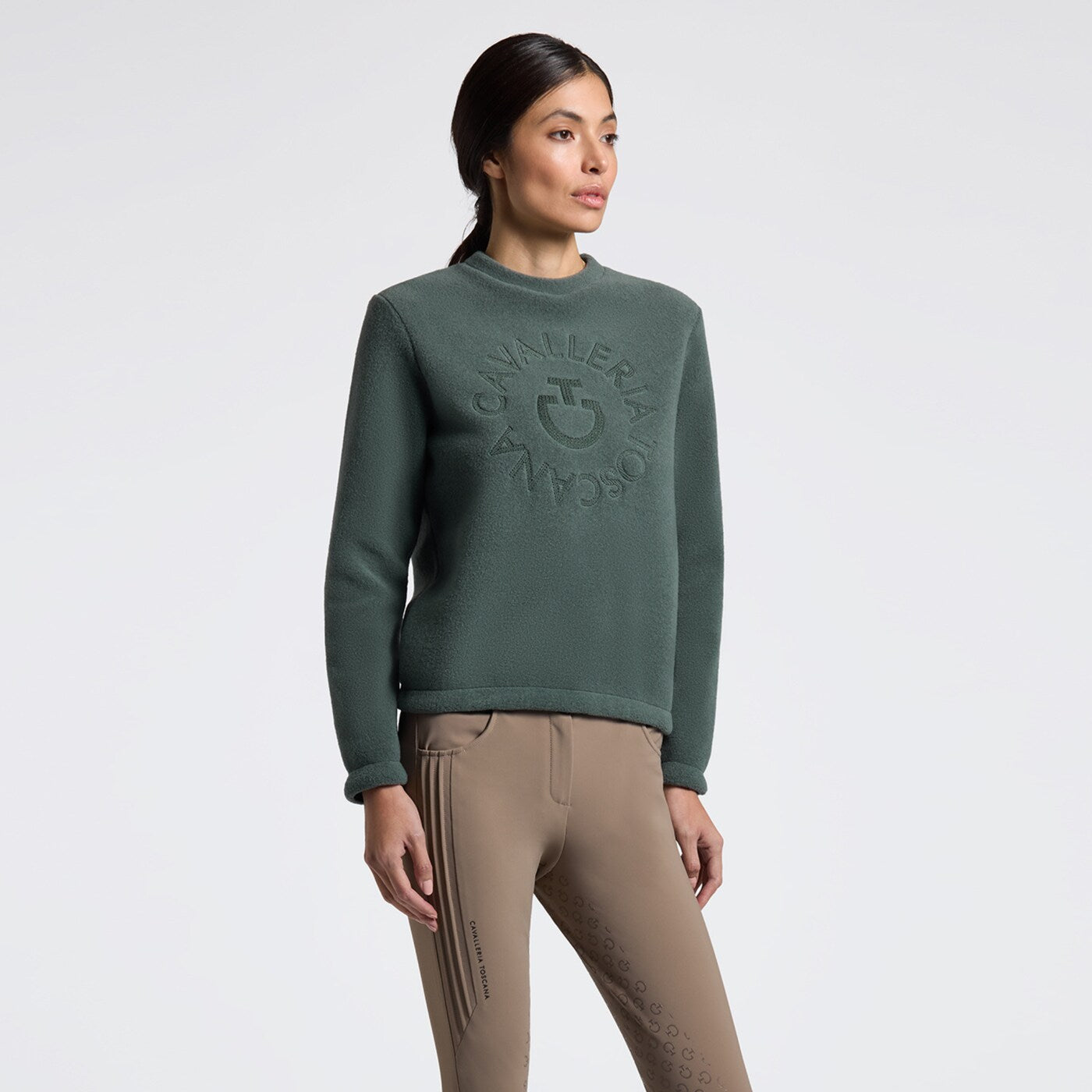 Cavalleria Toscana FED134_PA091 WOMEN'S FLEECE CREW NECK SWEATSHIRT - Luxe EQ