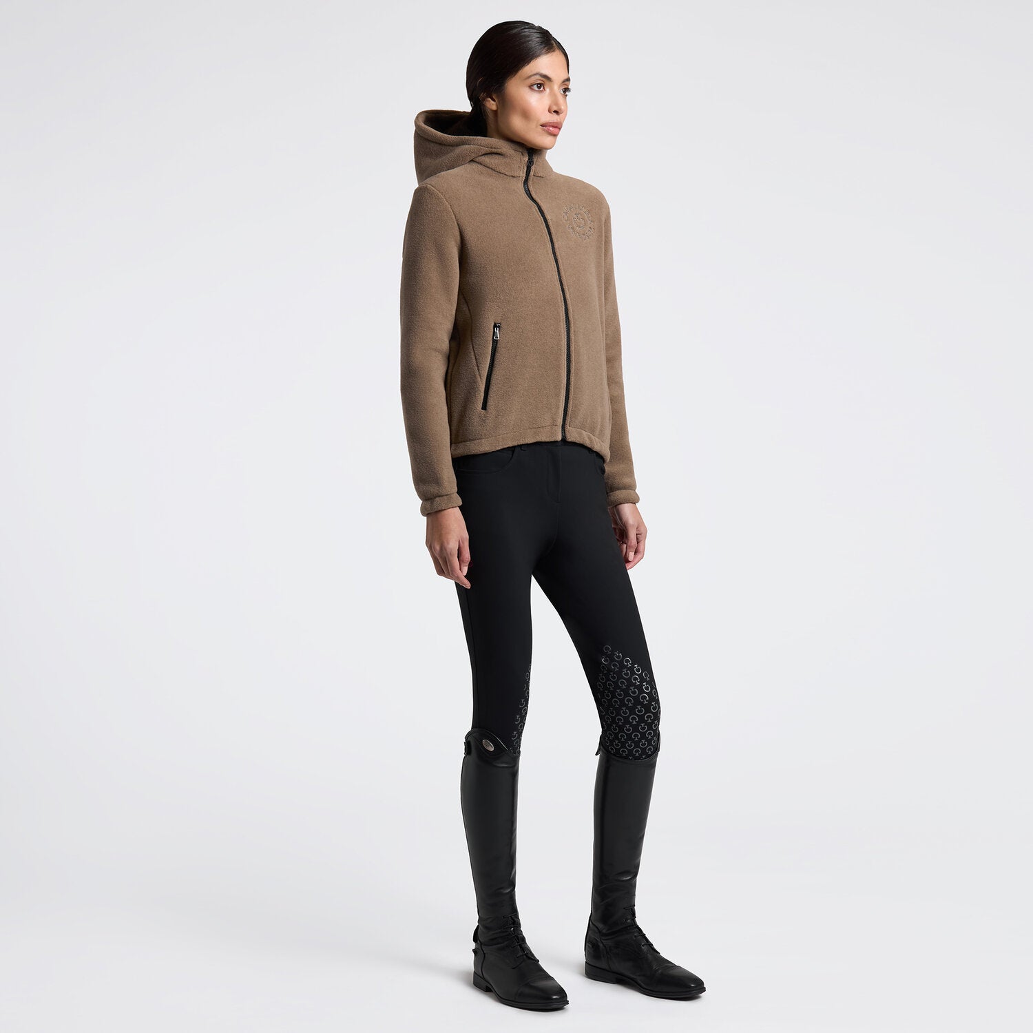 Cavalleria Toscana FED133_PA091 CAVALLERIA TOSCANA WOMEN'S TECHNICAL FLEECE ZIP HOODIE - Luxe EQ