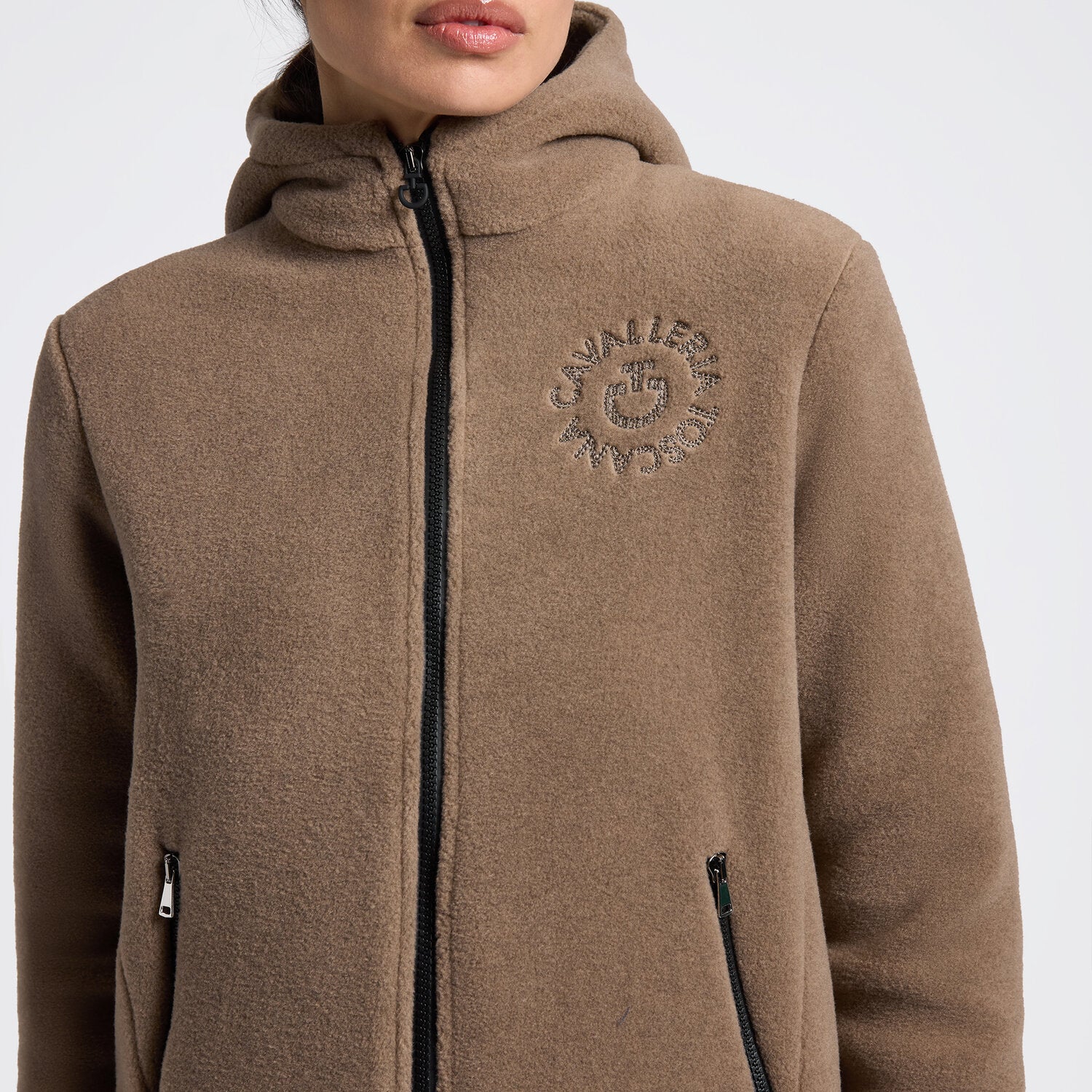 Cavalleria Toscana FED133_PA091 CAVALLERIA TOSCANA WOMEN'S TECHNICAL FLEECE ZIP HOODIE - Luxe EQ