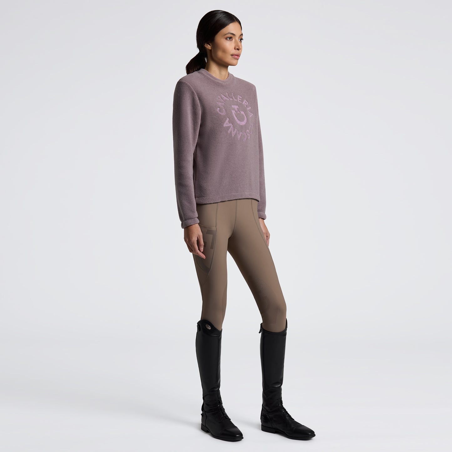 Cavalleria Toscana FED134_PA091 WOMEN'S FLEECE CREW NECK SWEATSHIRT - Luxe EQ