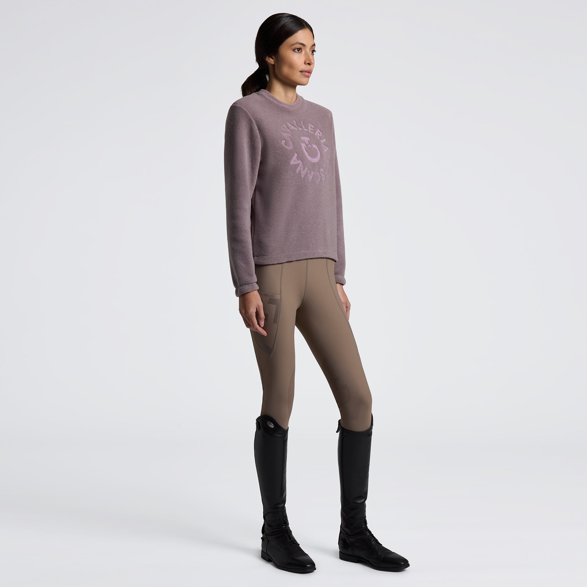 Cavalleria Toscana FED134_PA091 WOMEN'S FLEECE CREW NECK SWEATSHIRT - Luxe EQ