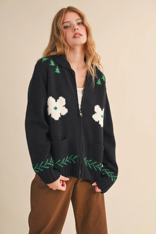 &Merci Horse Knit Motif Zip Up Sweater Cardigan – Luxe EQ