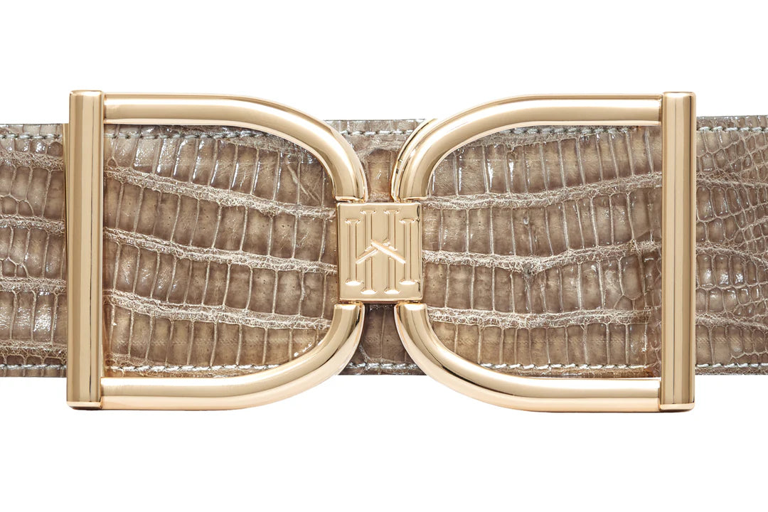 Heureux ICON EQUESTRIAN BELT - TAUPE LIZARD WITH KHAKI TEXTURE