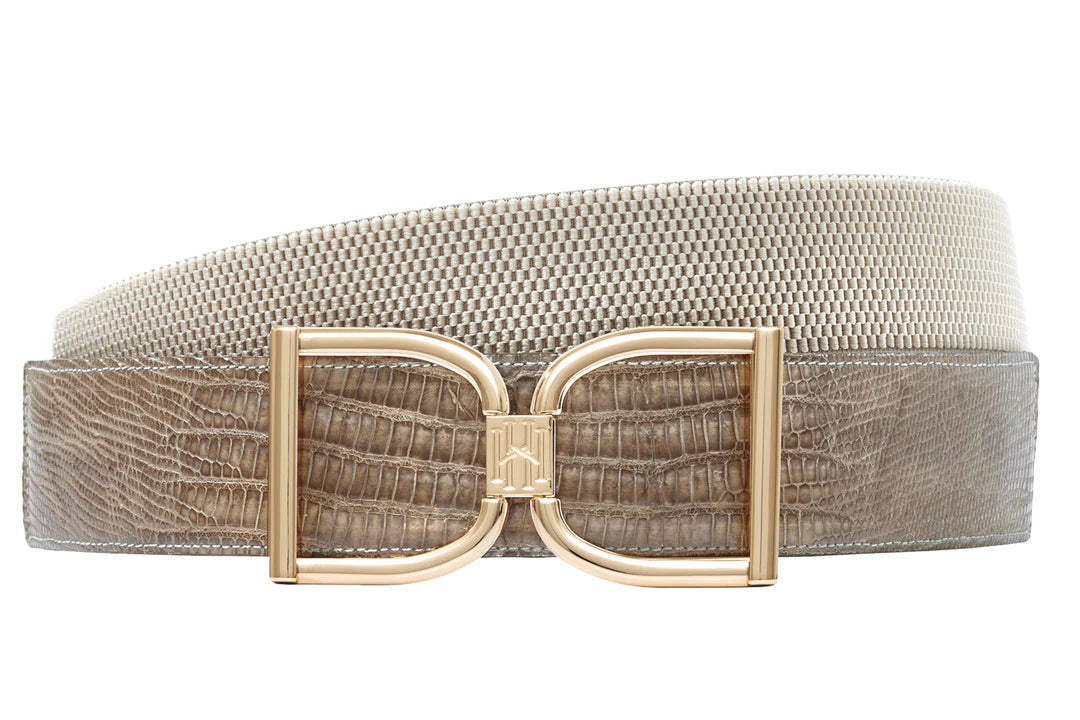 Heureux ICON EQUESTRIAN BELT - TAUPE LIZARD WITH KHAKI TEXTURE