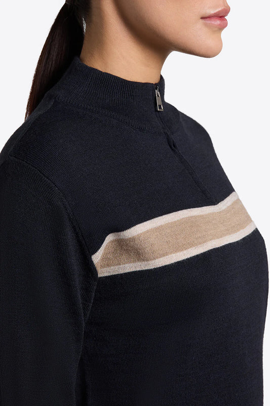 RIDER'S GENE WOMEN'S WOOL BLEND HALF ZIP SWEATER KNW003 - Luxe EQ