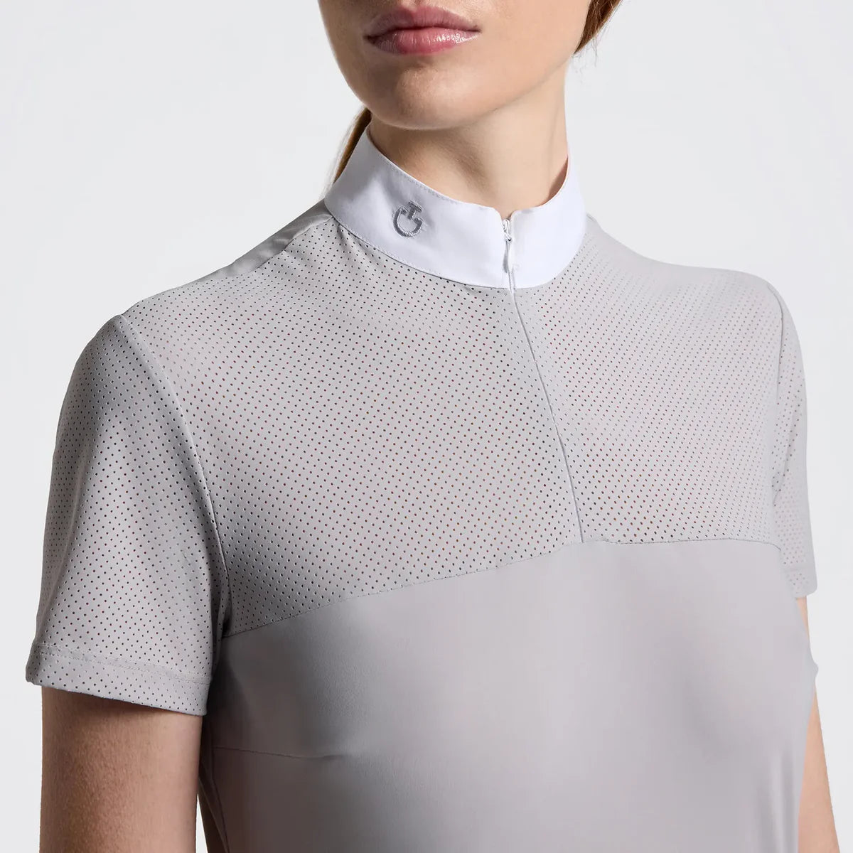 CAVALLERIA TOSCANA WOMEN'S PERFORATED JERSEY INSERTS S/S COMPETITION SHIRT Cad276 - Luxe EQ