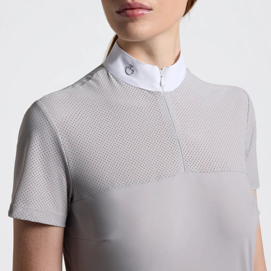 CAVALLERIA TOSCANA WOMEN'S PERFORATED JERSEY INSERTS S/S COMPETITION SHIRT Cad276 - Luxe EQ