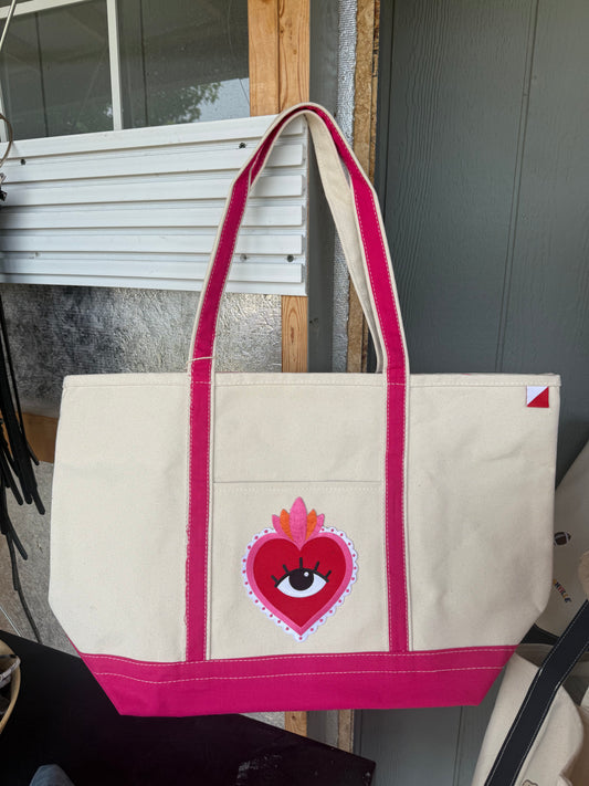 Large Pink Corazon Boat Tote