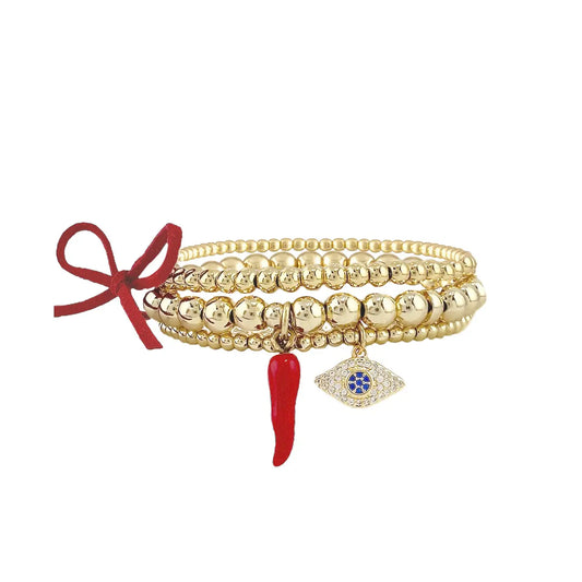 LOVE, LISA 3 Stack of Italian Cornicello Bracelets - Luxe EQ