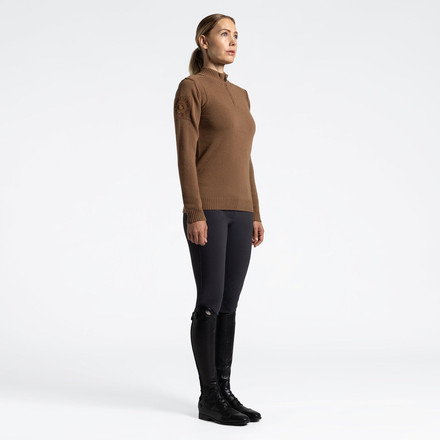 Cavalleria Toscana MAD153_LA047 WOMEN’S VIRGIN WOOL TURTLENECK SWEATER WITH HALF ZIP - Luxe EQ