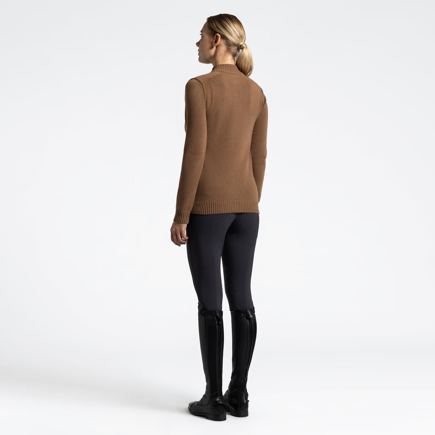 Cavalleria Toscana MAD153_LA047 WOMEN’S VIRGIN WOOL TURTLENECK SWEATER WITH HALF ZIP - Luxe EQ