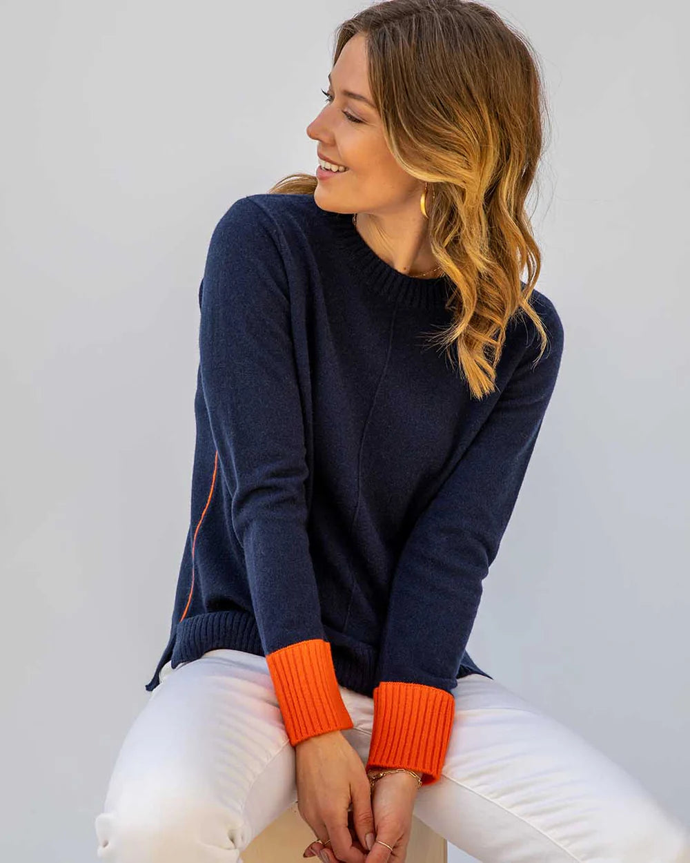 Pura Cashmere Contrast Crew