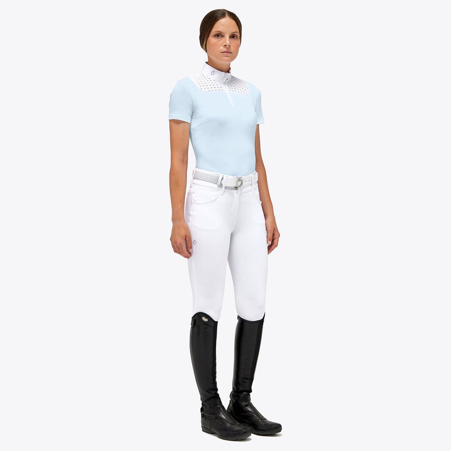 Cavalleria Toscana Women's Lightweight Piquè S/S Zip Competition Polo