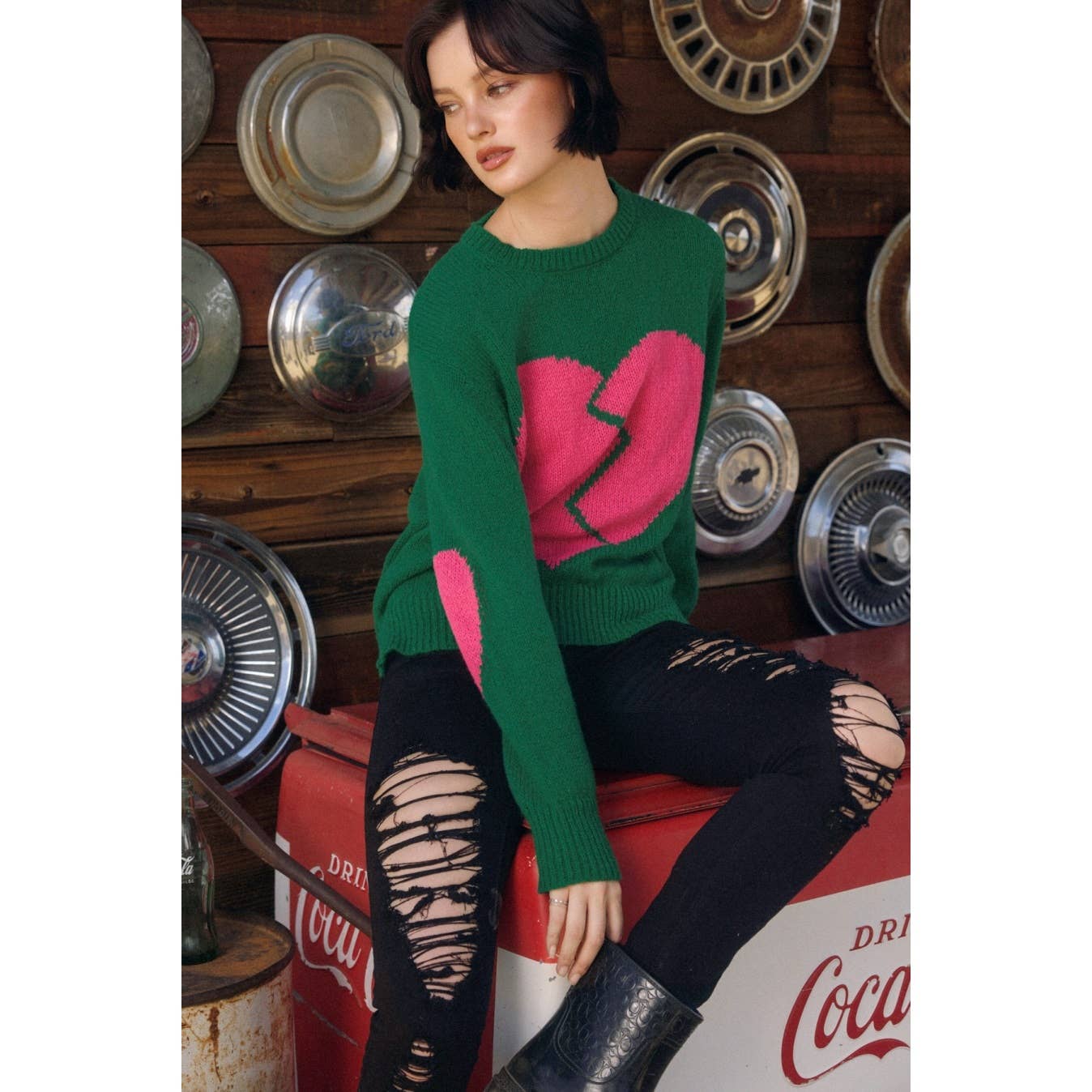 Broken Heart Relaxed Sweater - Luxe EQ
