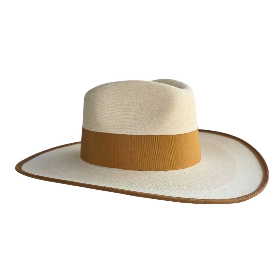 Fia Straw Western Crown Hat- Bleach Straw - Luxe EQ