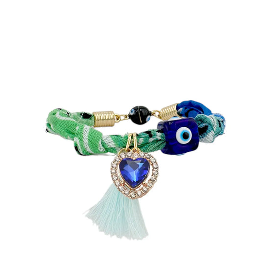 LOVE, LISA Ashleigh Evil Eye Bandana Tassel Bracelet - Luxe EQ