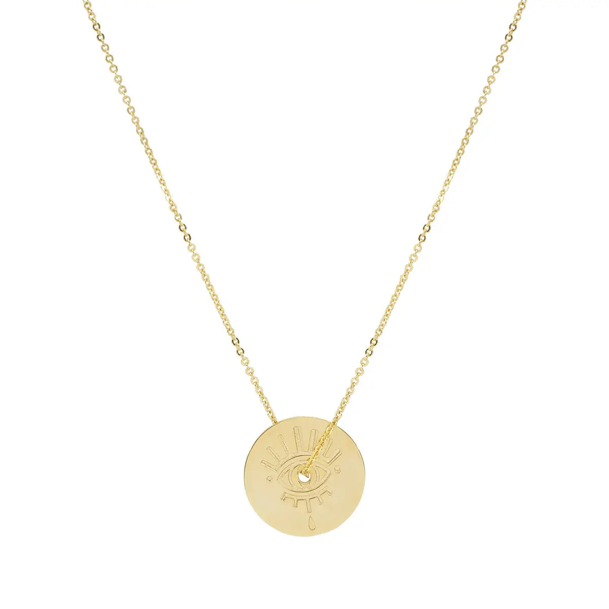 Atelier Petites Pierres All Seeing Eye Necklace, Center Hole Eye Coin Pendant - Luxe EQ