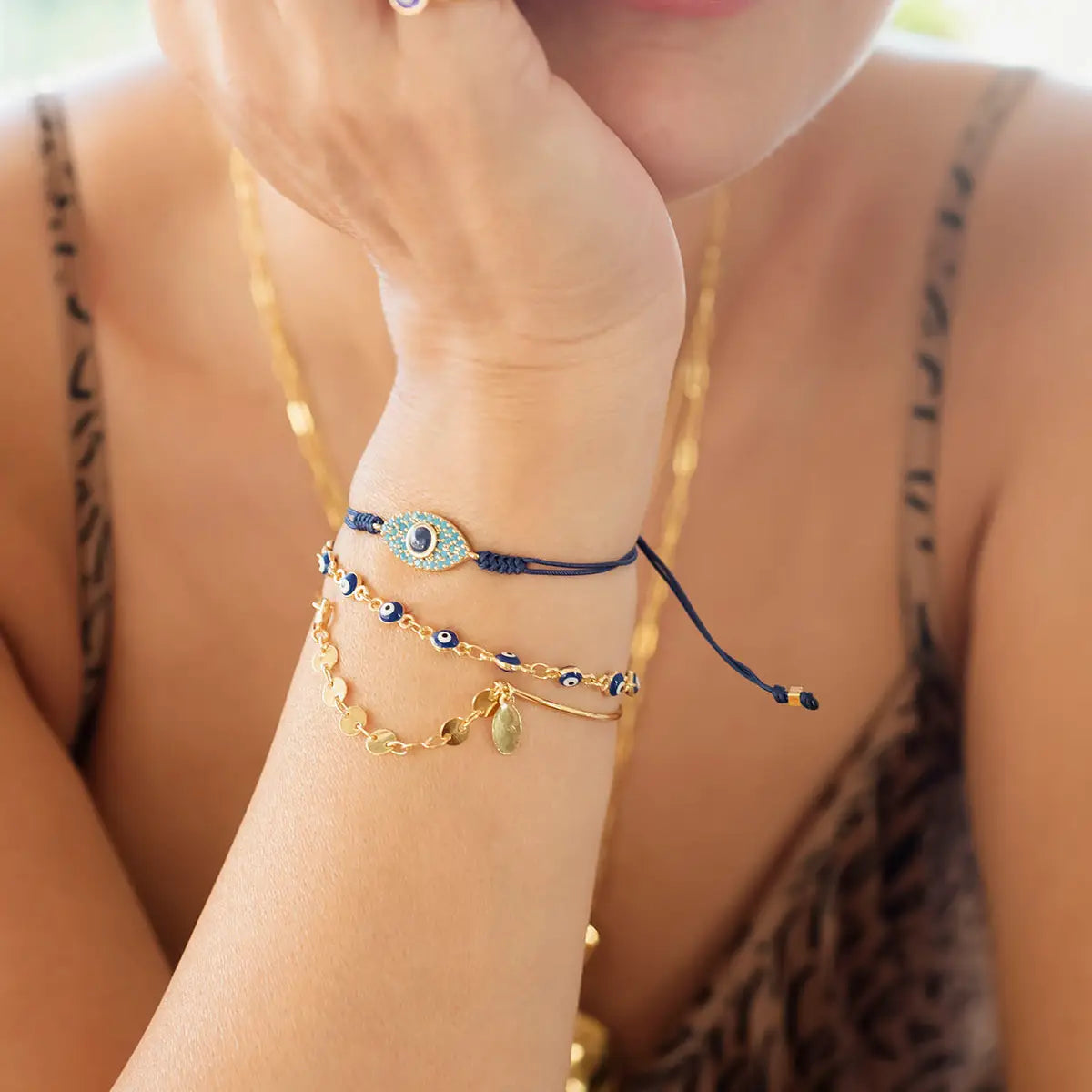 Atelier Petites Pierres Evil Eye Cord Bracelet - Luxe EQ