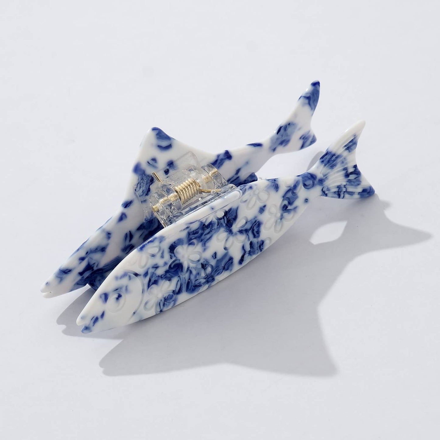 Coastal Blue Floral Fish Claw Clip - Small - Luxe EQ