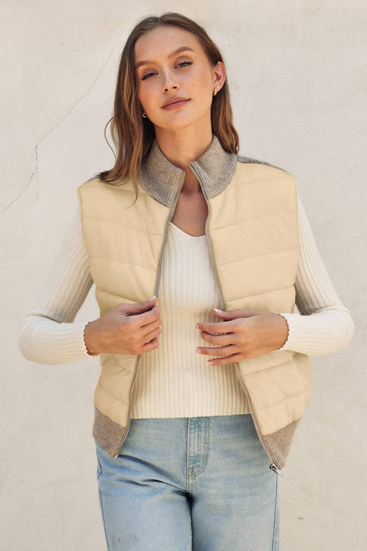 Sherpa and Puff Contrast Vest - Luxe EQ