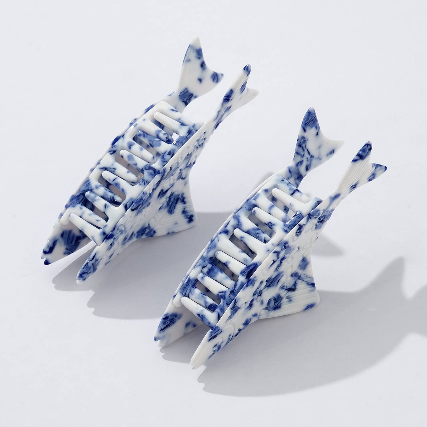 Coastal Blue Floral Fish Claw Clip - Small - Luxe EQ