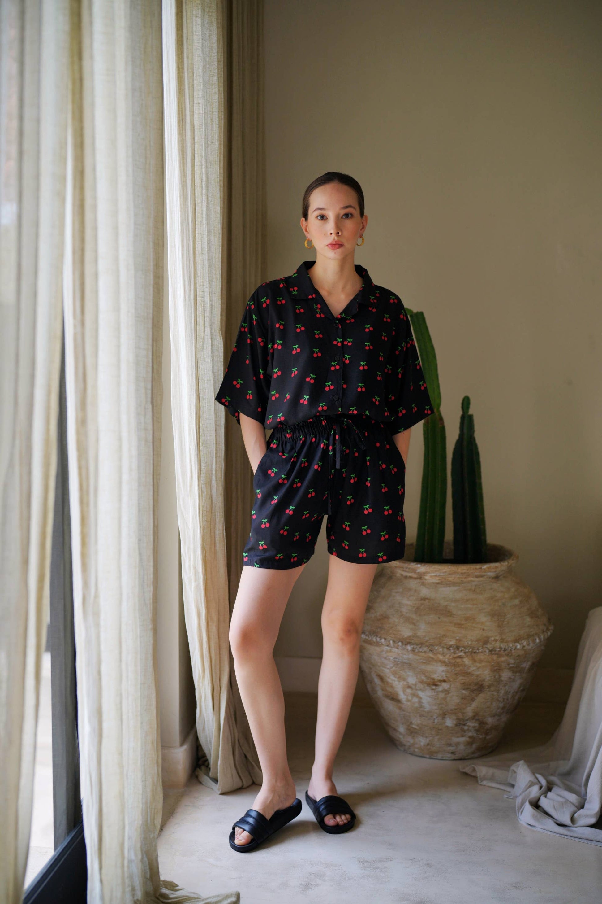 Cherry-Print Travel Matching Set - Luxe EQ