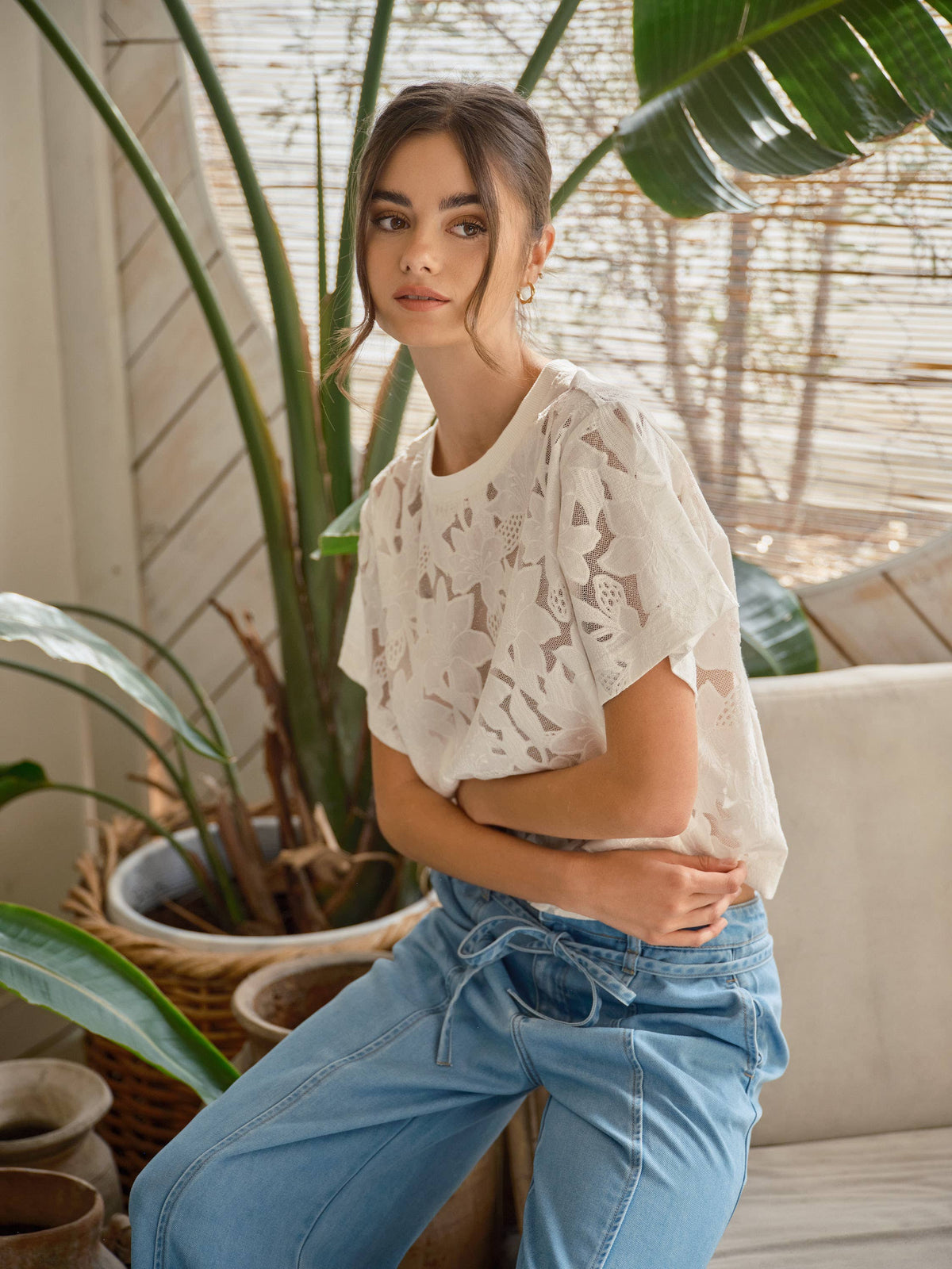 AJT6103 LACE FLORAL T SHIRTS