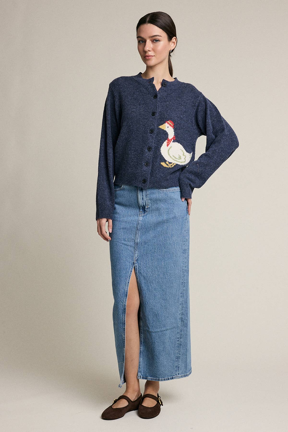 Duck Pattern Button Front Knit Cardigan - RSW1225 - Luxe EQ