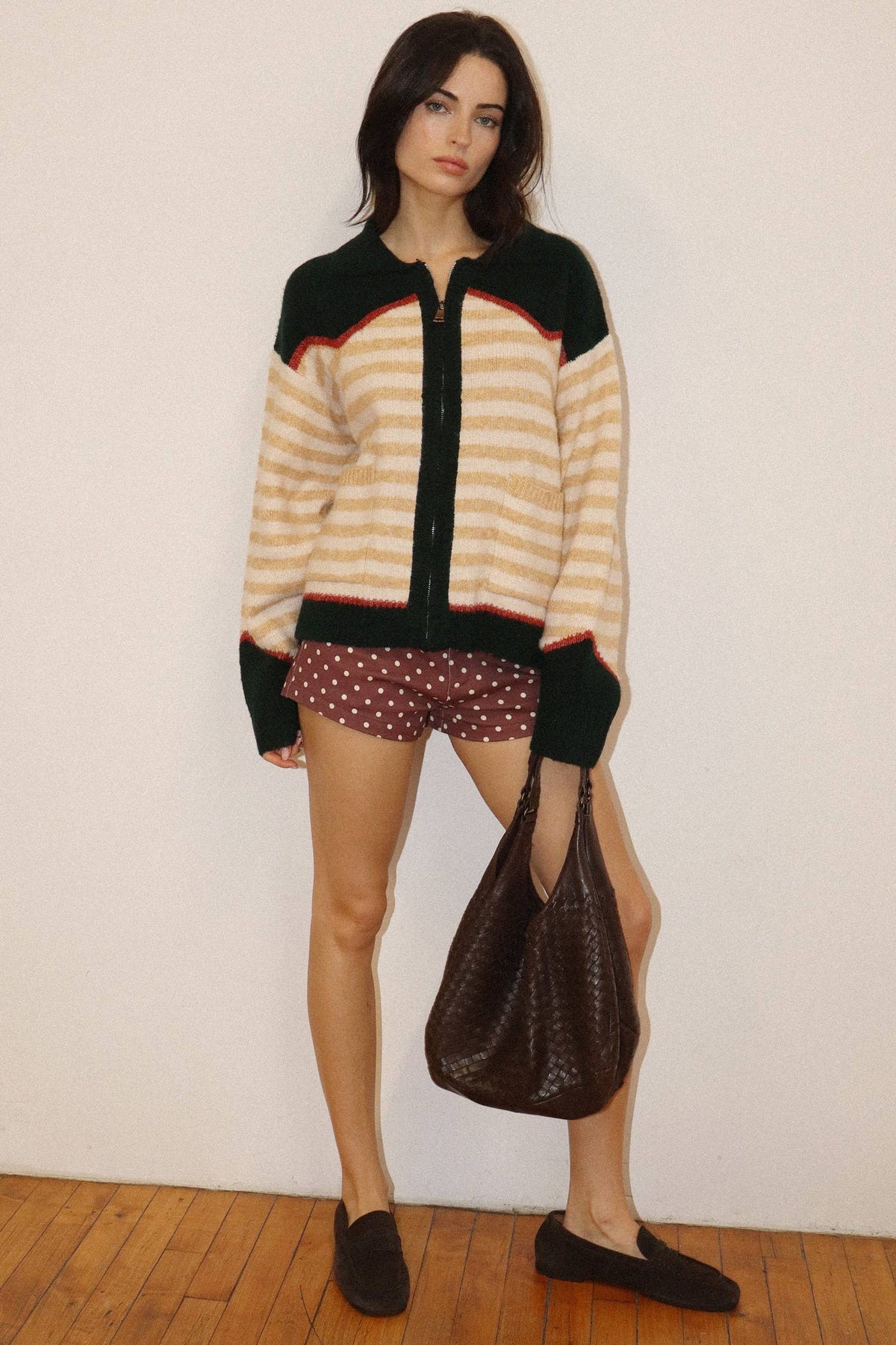 Stripe Zip Knit Sweater