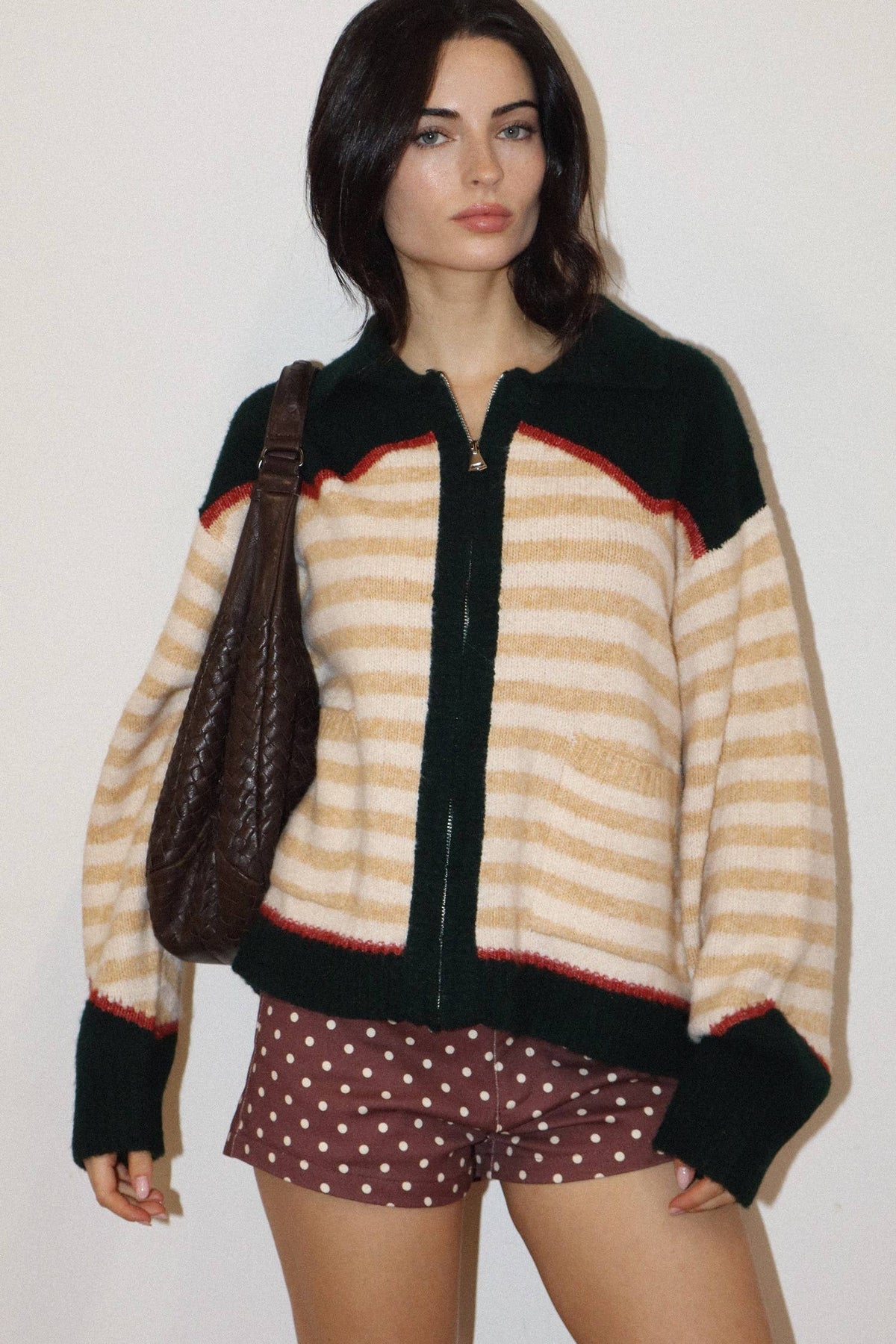 Stripe Zip Knit Sweater