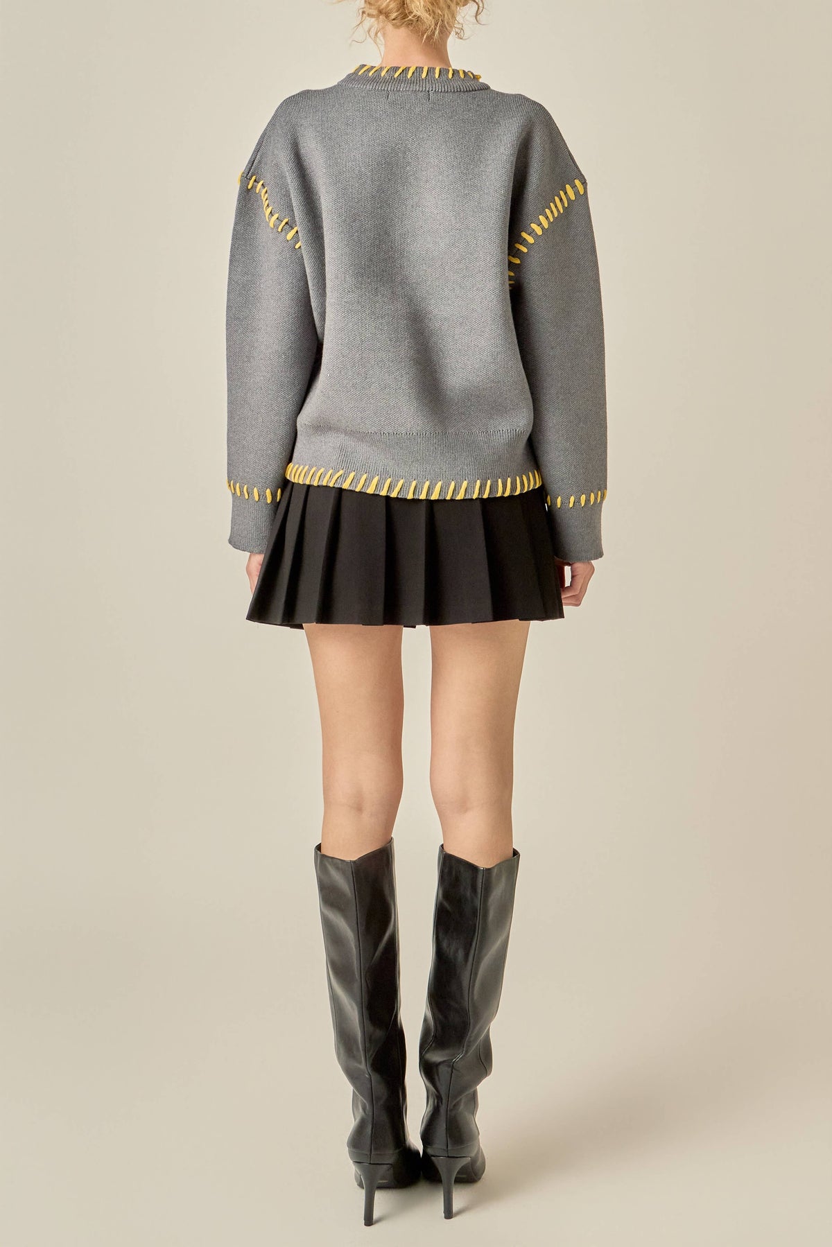 Heart Whipstitch Knit Sweater