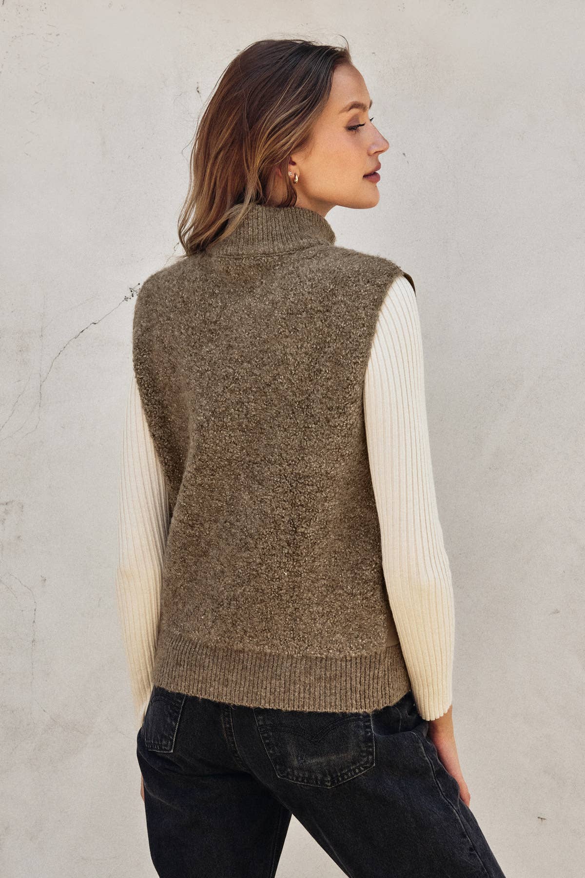 Sherpa and Puff Contrast Vest - Luxe EQ