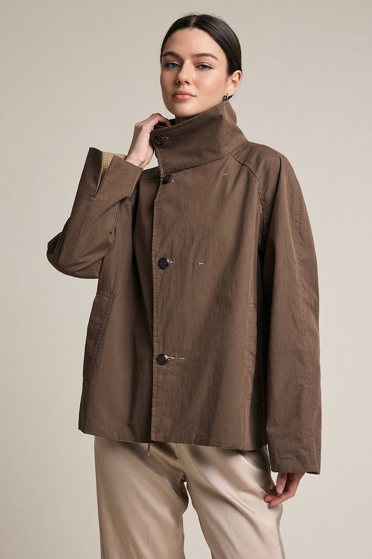 Reversible Plaid Button Jacket - RJ1153 - Luxe EQ