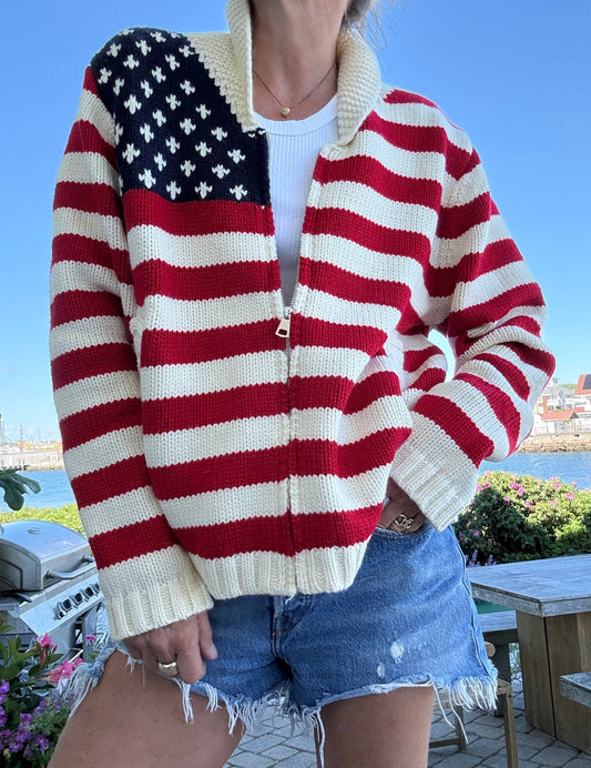 ZIP Varsity Flag Cardigan - Luxe EQ
