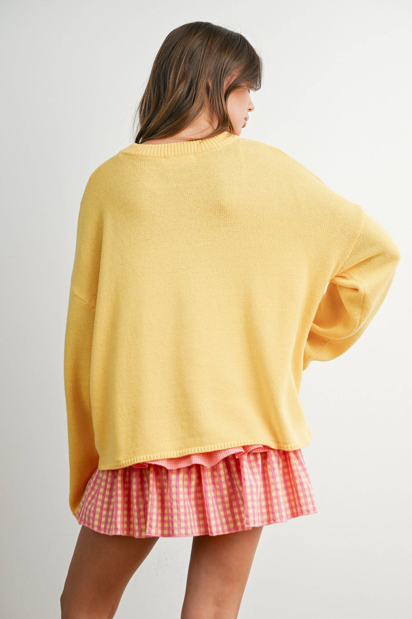 Buttermelon Drop Shoulder Star Pattern Sweater - Luxe EQ