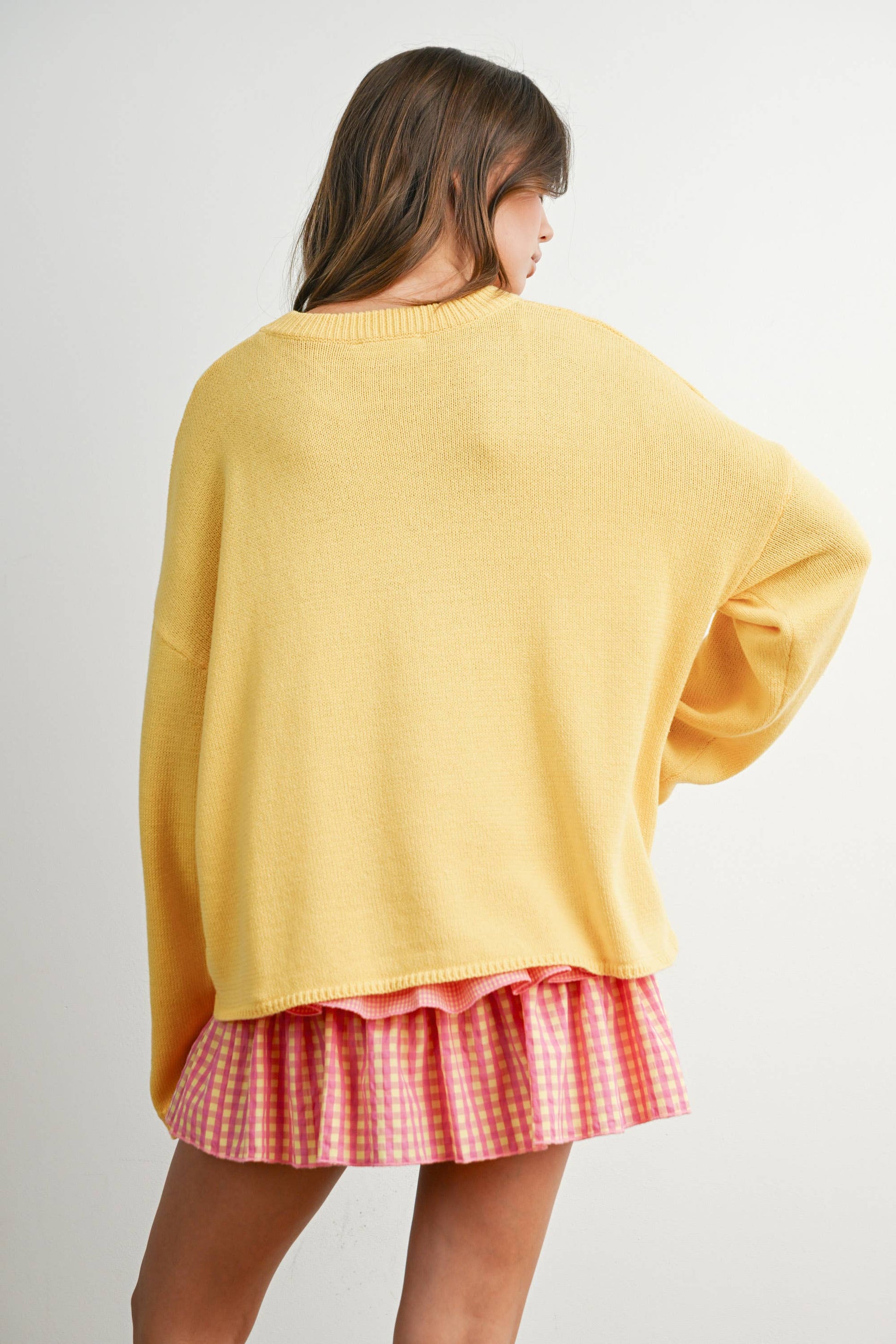Buttermelon Drop Shoulder Star Pattern Sweater - Luxe EQ
