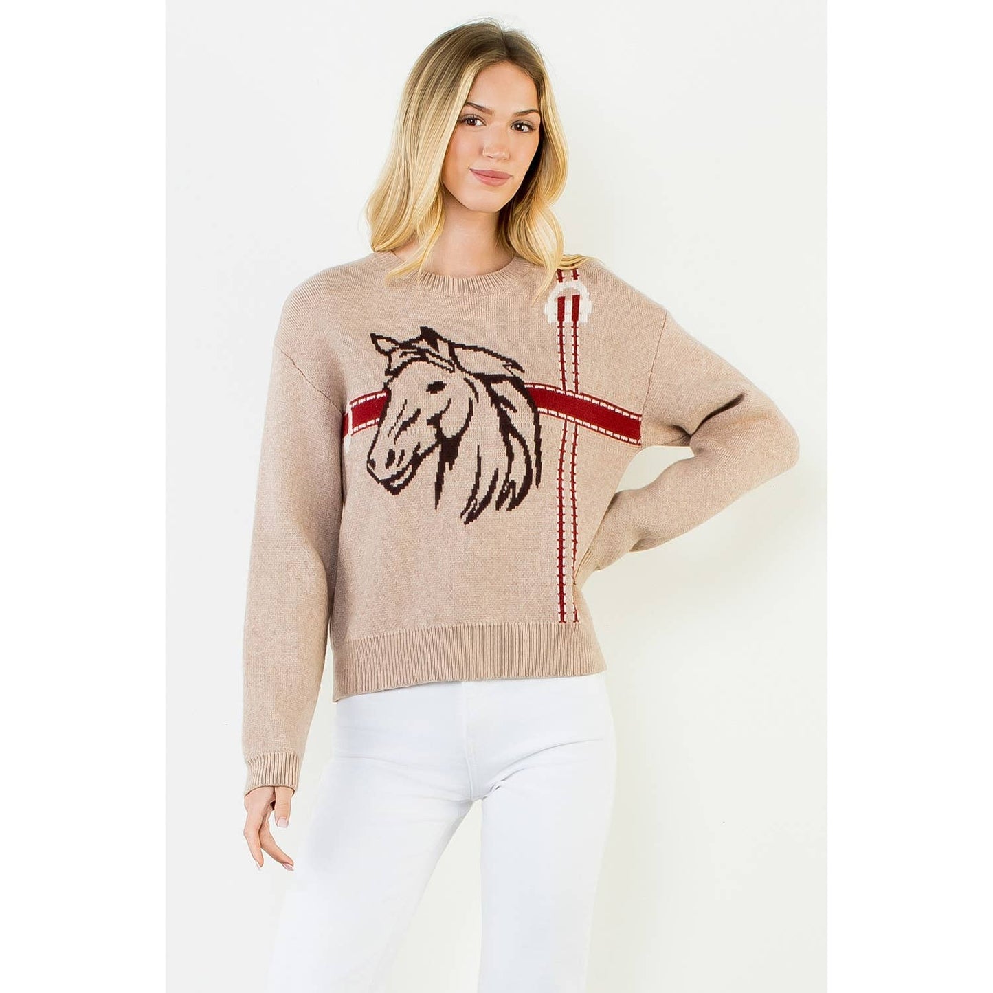 Horse Head Print Sweater
