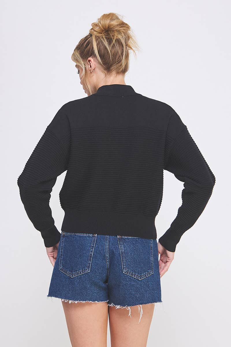 Allie Rose Dolman Half Zip Twin Texture Rib - Luxe EQ
