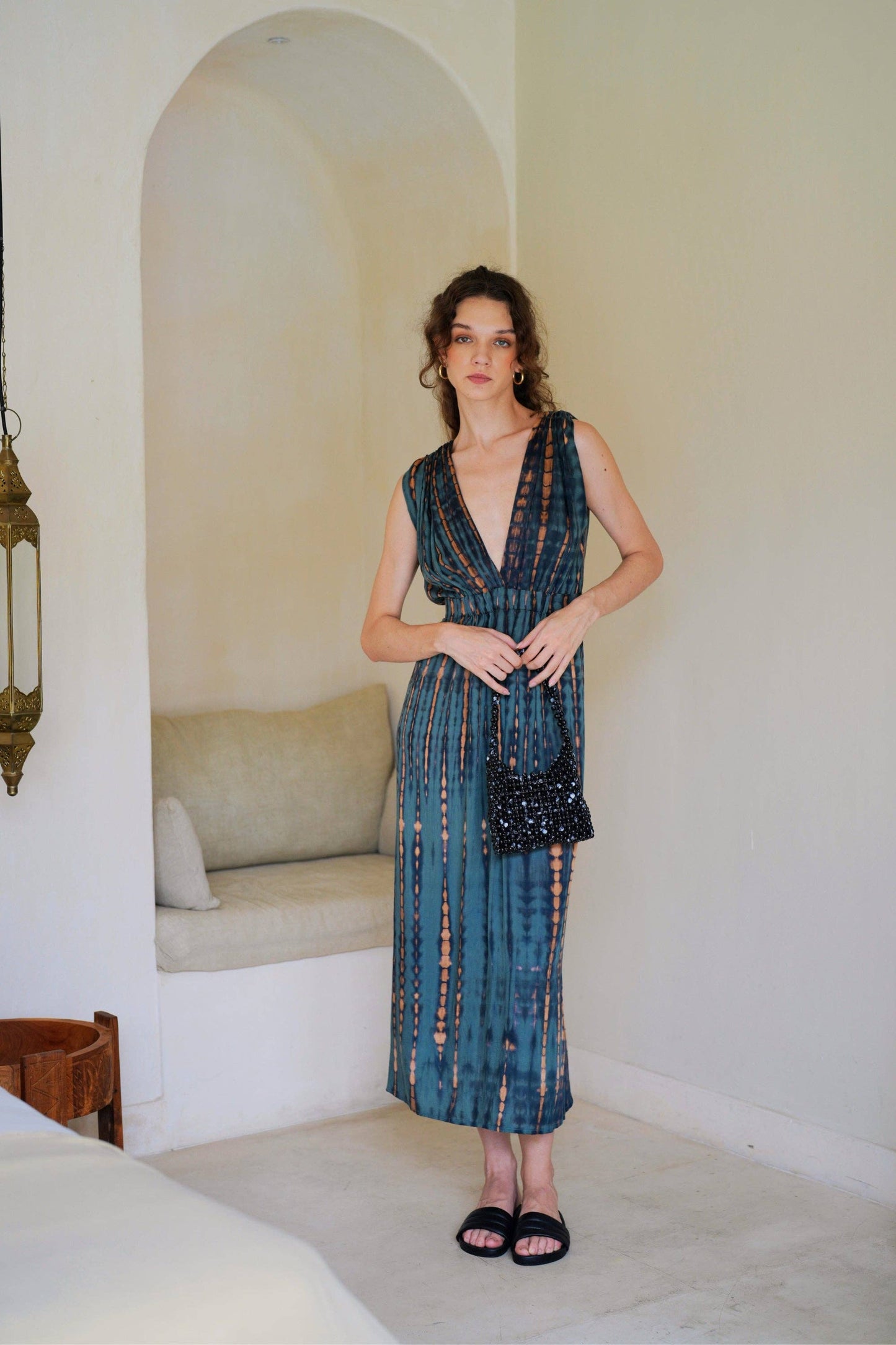 Clara Maxi Slip Dress in Deep Sea Blue - Luxe EQ