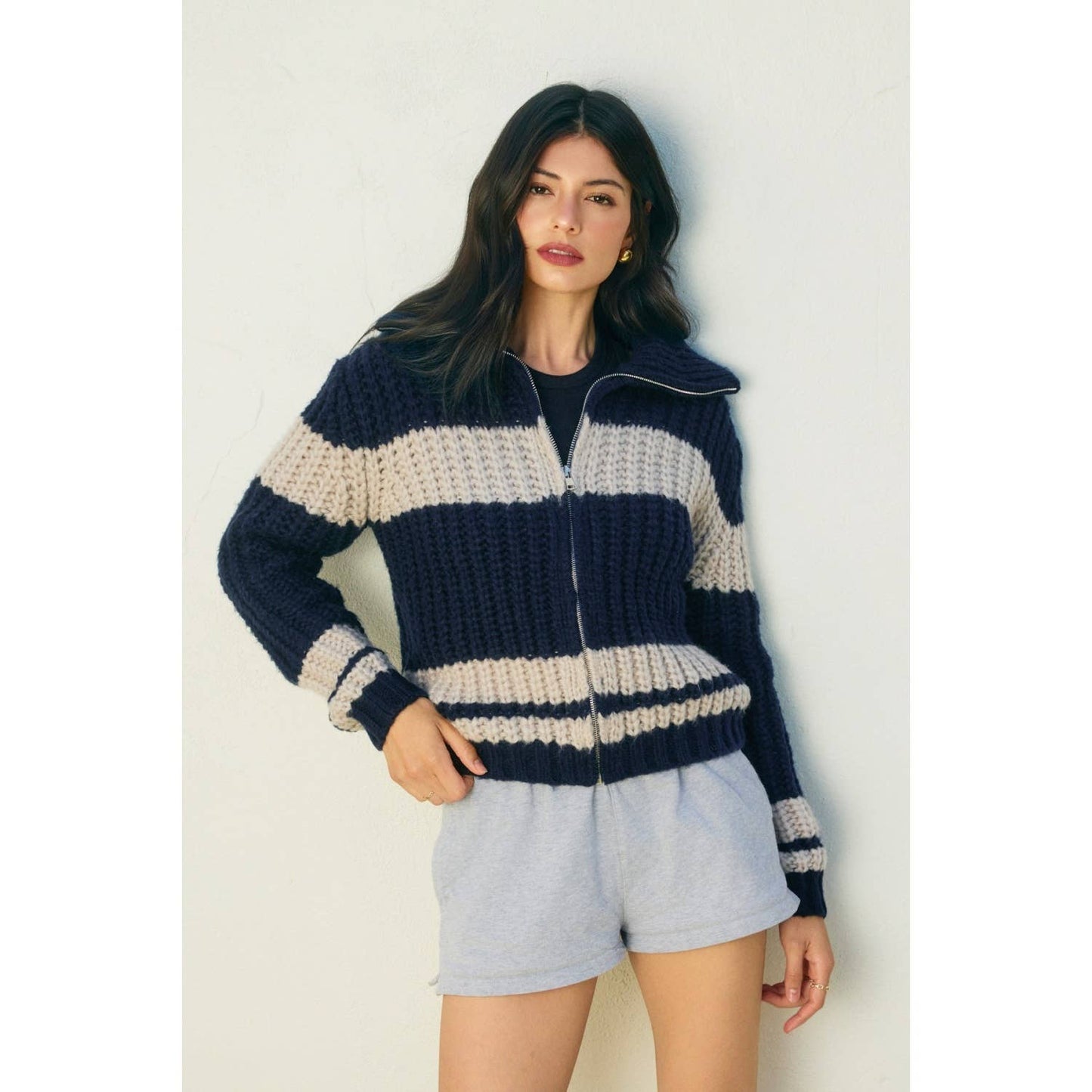Striped Sweater Jacket - Luxe EQ