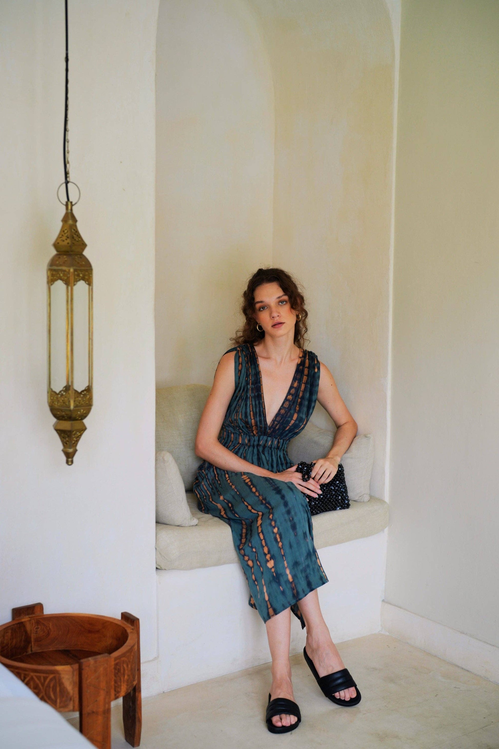 Clara Maxi Slip Dress in Deep Sea Blue - Luxe EQ