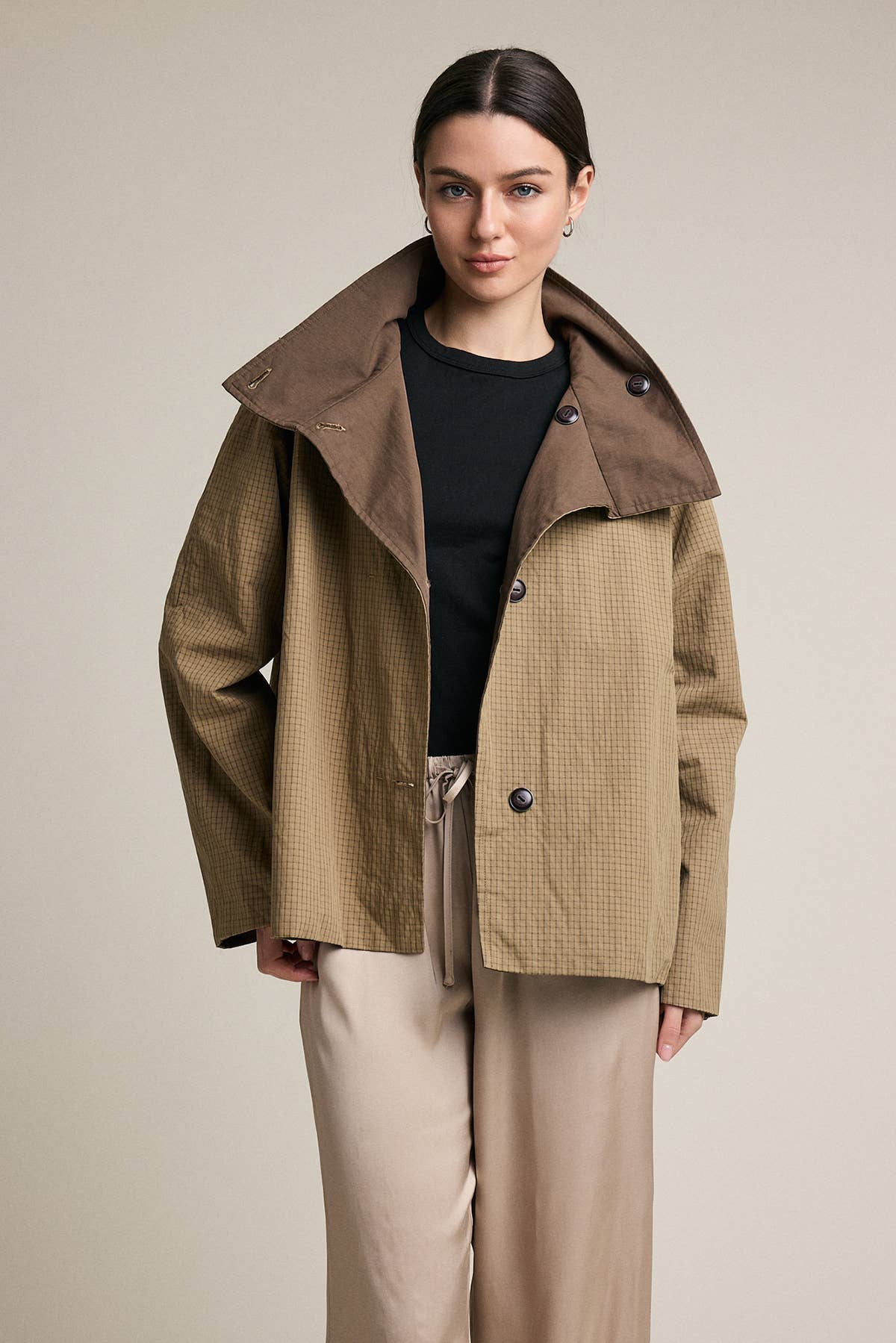 Reversible Plaid Button Jacket - RJ1153 - Luxe EQ