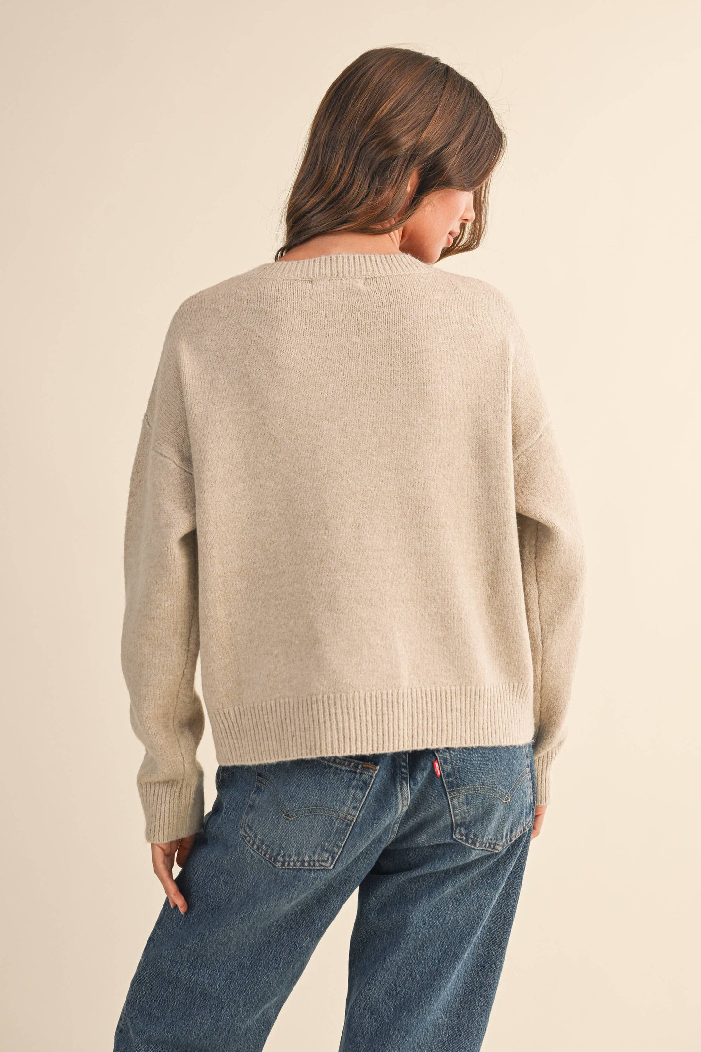 KLESIS STAR EMBROIDERED DETAIL SWEATER TOP