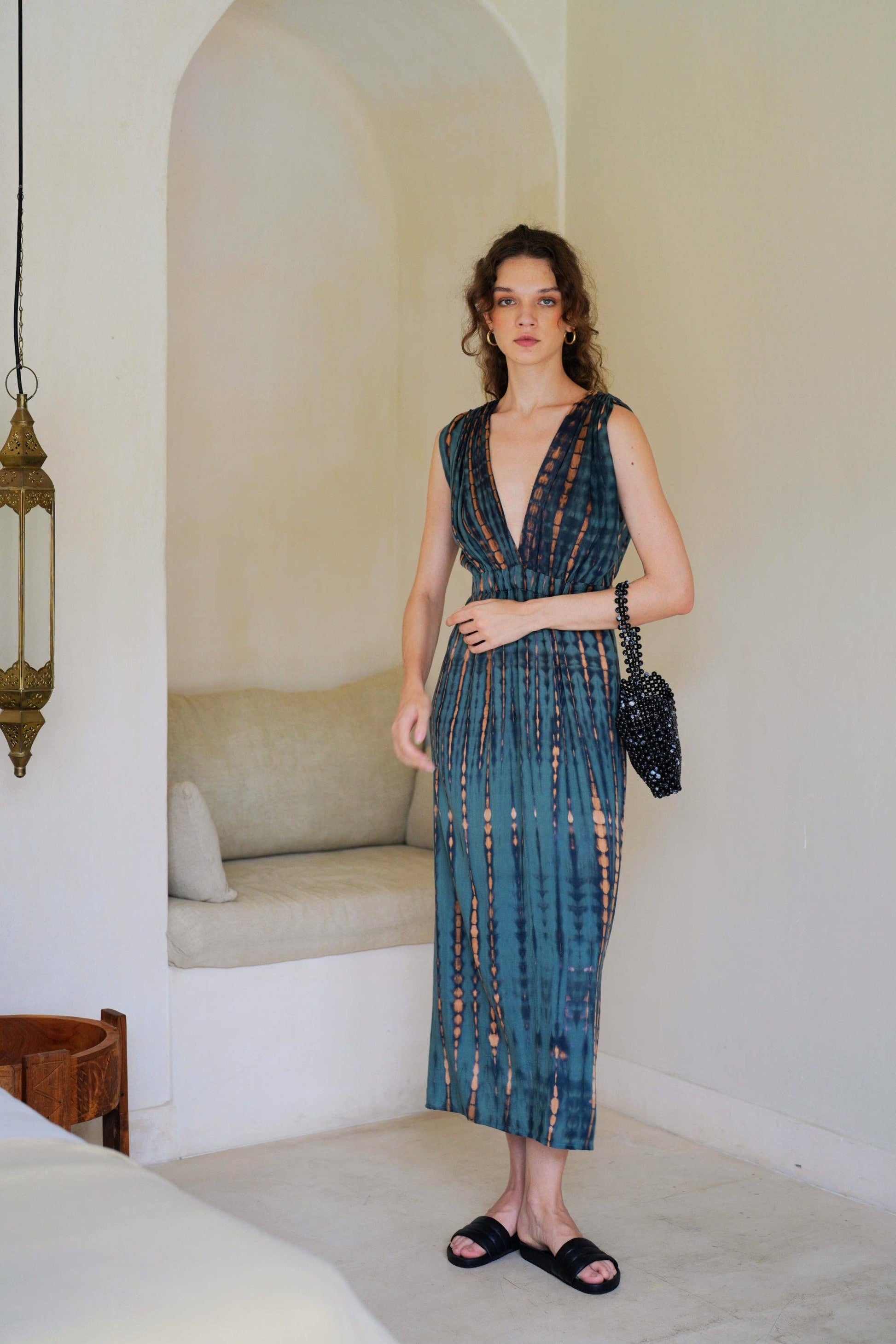 Clara Maxi Slip Dress in Deep Sea Blue - Luxe EQ
