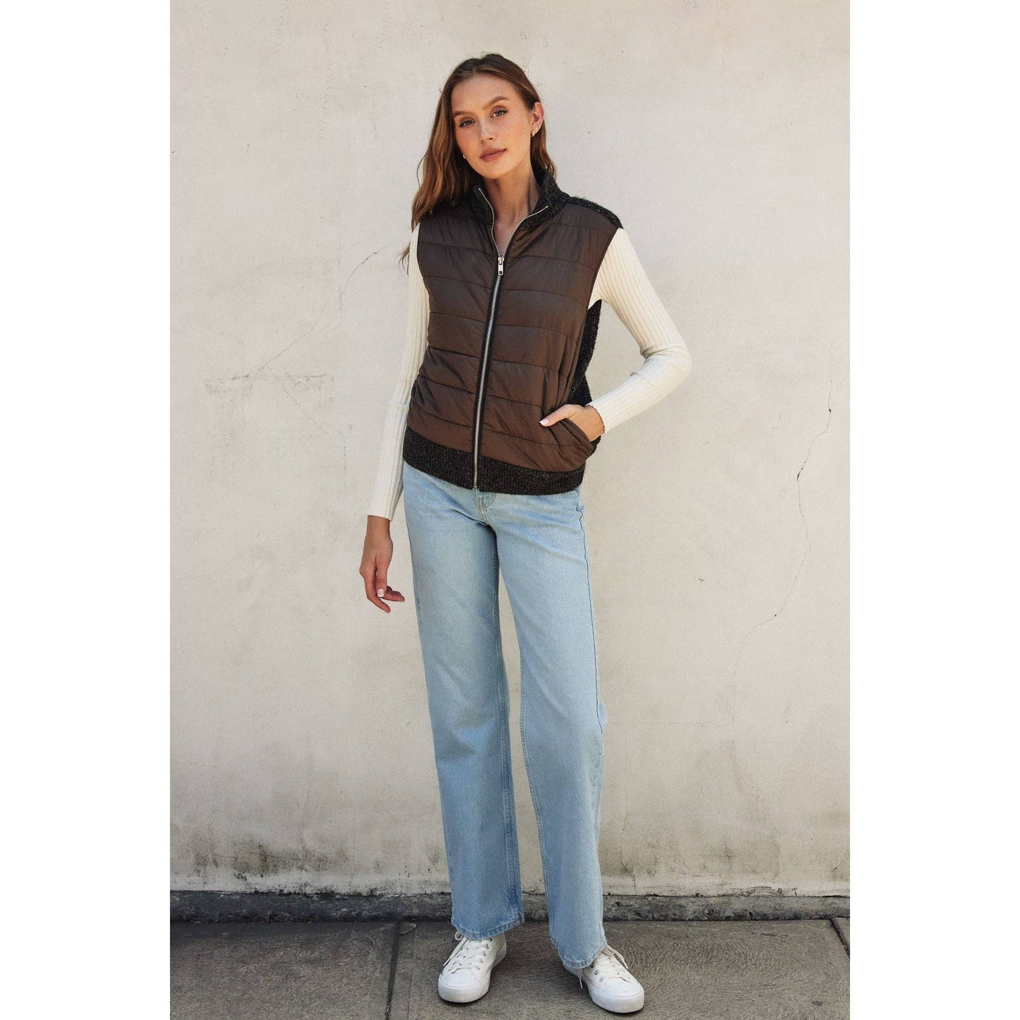 Sherpa and Puff Contrast Vest - Luxe EQ