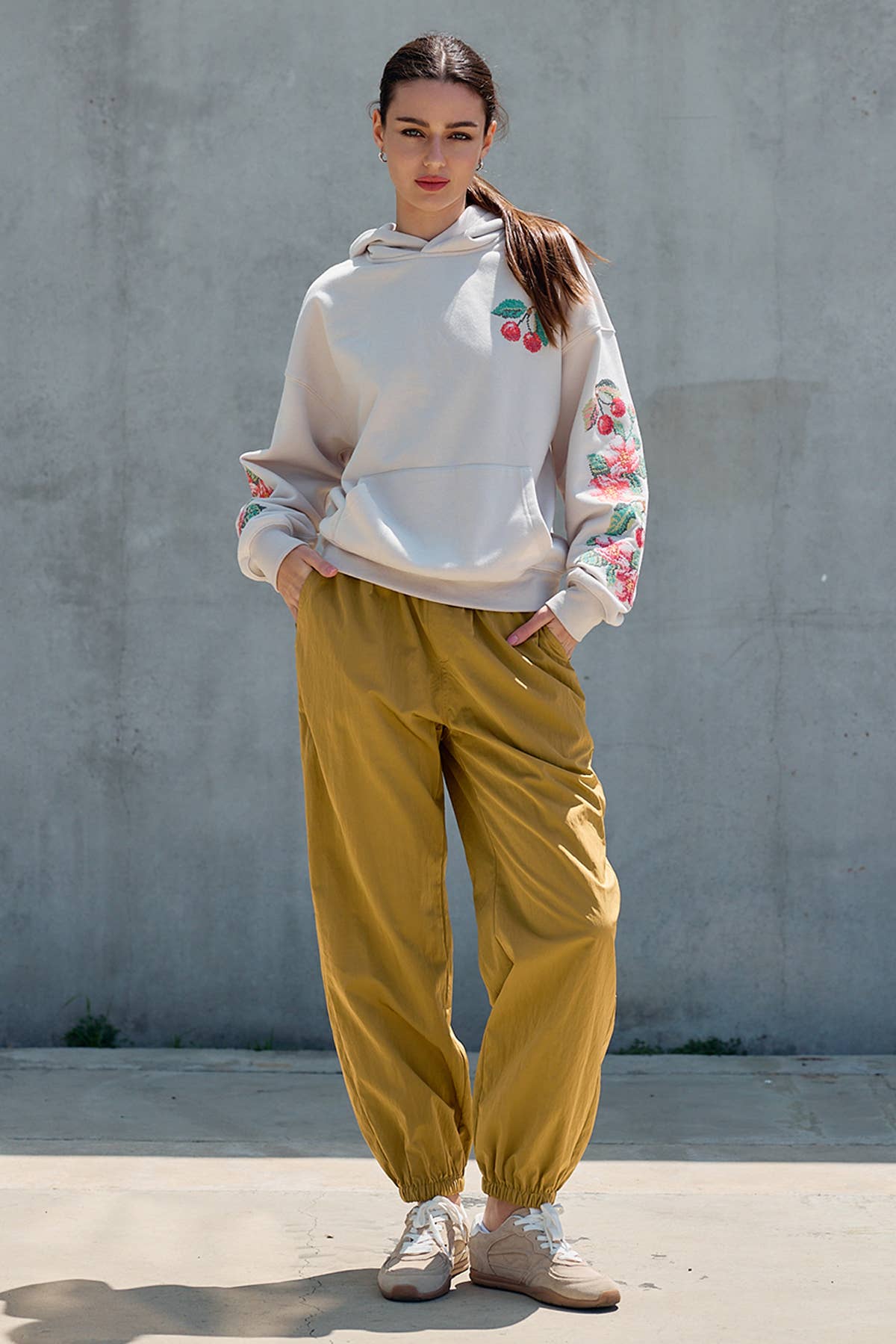 Floral Embroidery Pullover Hoodie Sweatshirt - RTK1174 - Luxe EQ