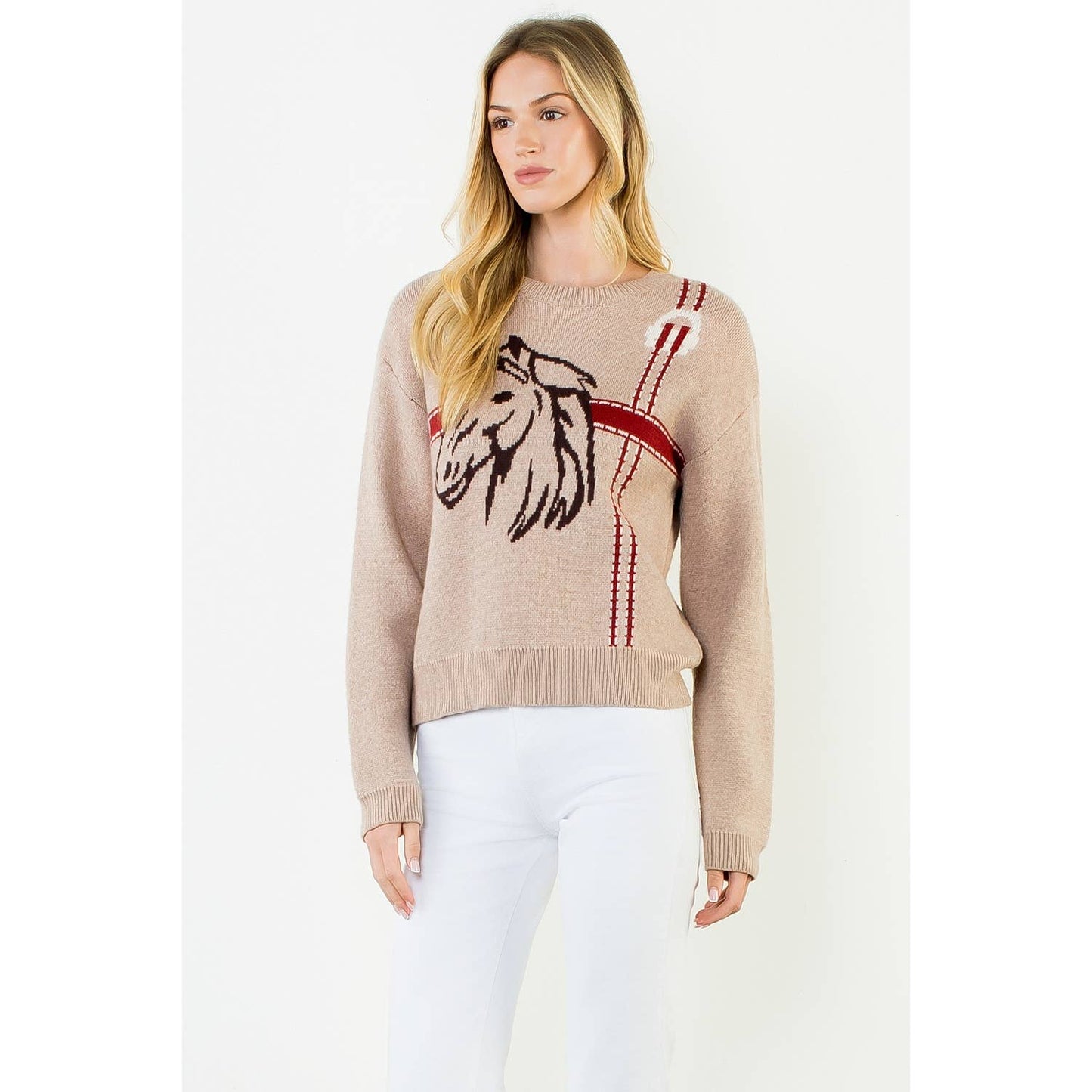 Horse Head Print Sweater