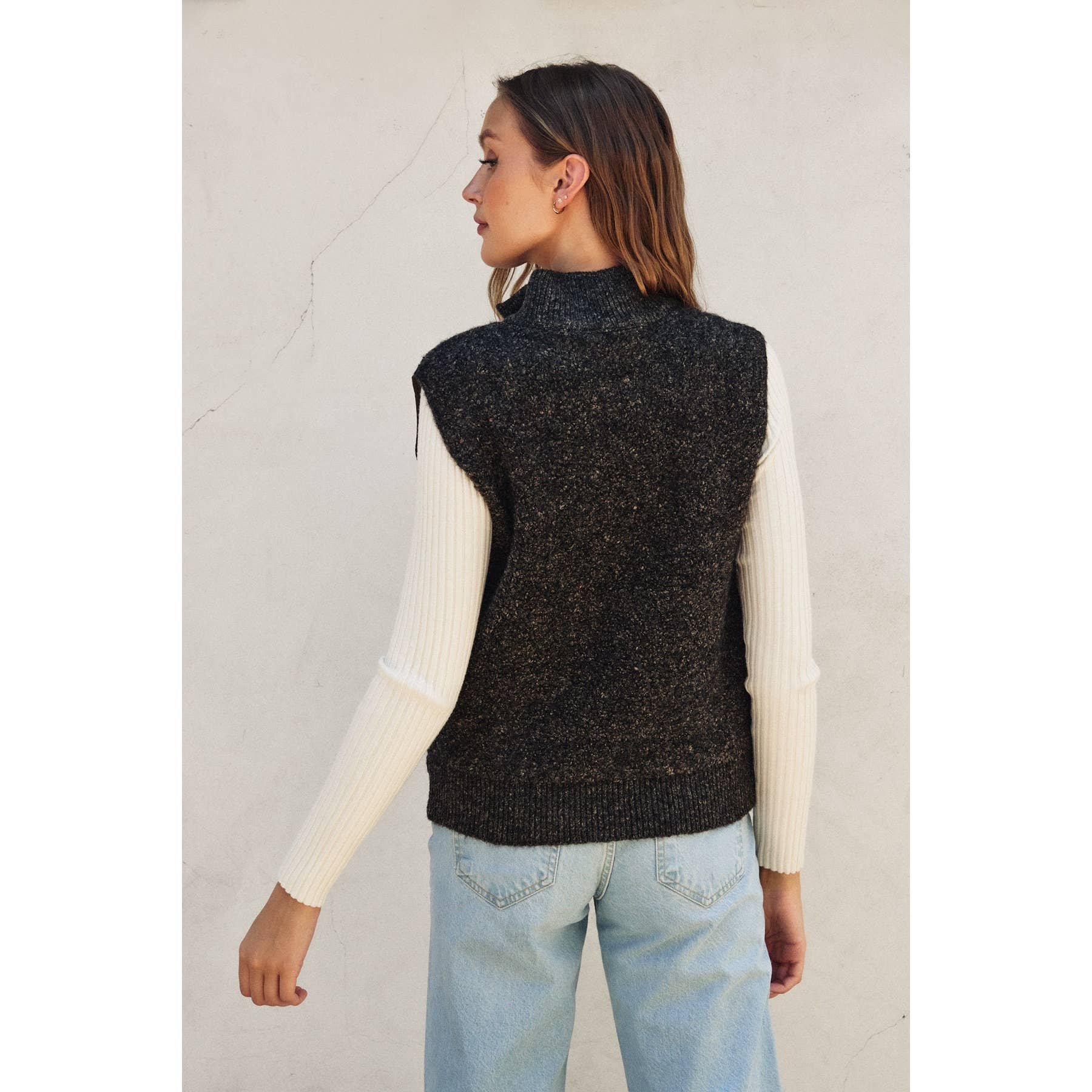 Sherpa and Puff Contrast Vest - Luxe EQ